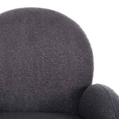 ARMCHAIR SWIVEL WINON HM9778.01 GREY TEDDY FABRIC-BLACK METAL BASE 65x67x92Hcm.