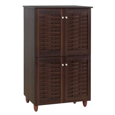 Shoe Cabinet Wooden 4 doors HM2210.01 Wenge 77x34x123