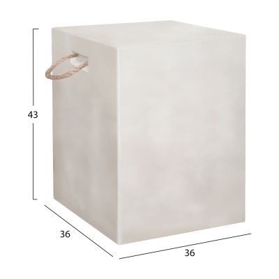 SQUARE STOOL WITH ROPE HANDLES ZAK HM6581.02 FIBER CEMENT IN BEIGE 36x36x43Hcm.