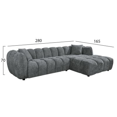 CORNER SOFA (RIGHT) LYKKE HM3326.01R GREY FABRIC 280x89-165(chaise)x70Hcm.