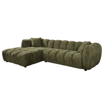 CORNER SOFA (LEFT) LYKKE HM3326.03L GREEN FABRIC 280x89-165(chaise)x70Hcm.