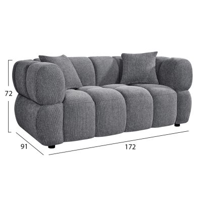 SOFA 2-SEATER NORIKA HM3332.01 GREY FABRIC 172x91x72Hcm.