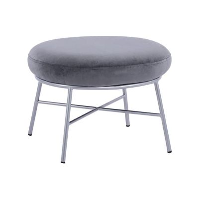 Stool with footrest Trudi HM8640.01 Grey velvet with silver base 55x46x38m