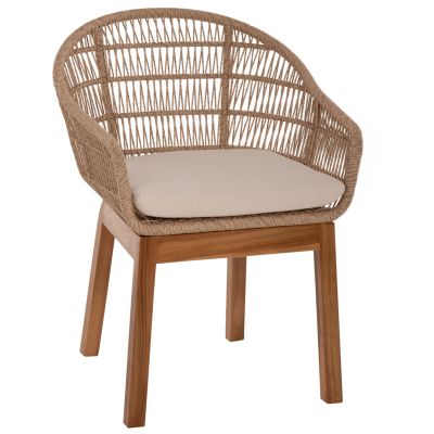 ARMCHAIR AMORA HM9567 RECYCLED TEAK LEGS ALUMINUM FRAME & POLYRATTAN  64x60x87H cm.