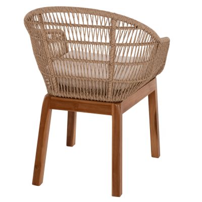 ARMCHAIR AMORA HM9567 RECYCLED TEAK LEGS ALUMINUM FRAME & POLYRATTAN  64x60x87H cm.