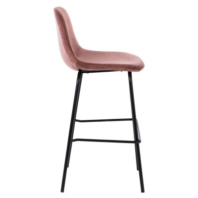 HM9298.12 bar stool, dusty pink velvet, metal legs, 47x51x96