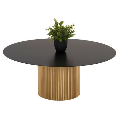 COFFEE TABLE CLAD HM9674 METAL IN GOLD & BLACK TOP Φ80x32H cm.