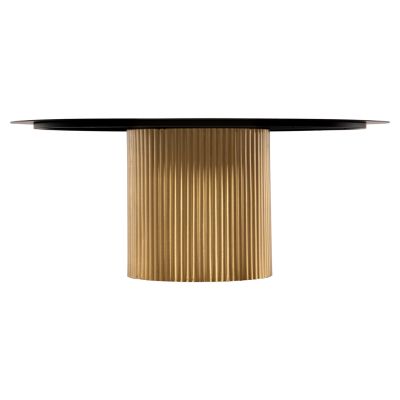 COFFEE TABLE CLAD HM9674 METAL IN GOLD & BLACK TOP Φ80x32H cm.