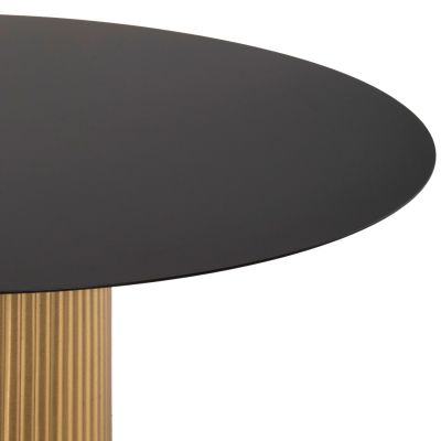 COFFEE TABLE CLAD HM9674 METAL IN GOLD & BLACK TOP Φ80x32H cm.