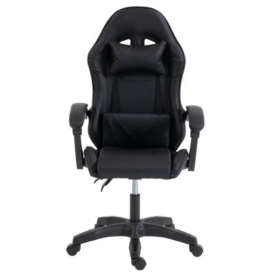 GAMING CHAIR STRATUS HM1231.01 BLACK PVC--WITH LUMBAR AND HEAD SUPPORT CUSHIONS 62x62x119Hcm.