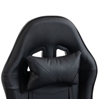 GAMING CHAIR STRATUS HM1231.01 BLACK PVC--WITH LUMBAR AND HEAD SUPPORT CUSHIONS 62x62x119Hcm.