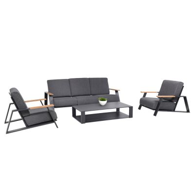 OUTDOOR LOUNGE SET 4PCS LAITH HM6551.01 ALUMINUM FRAMES & CUSHIONS IN GREY