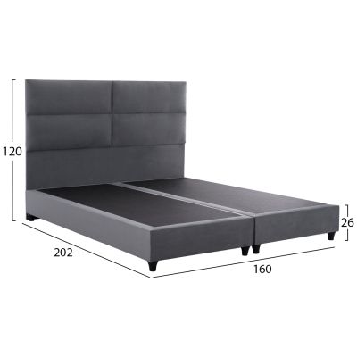 VELVET GRAY BED MILO HM616.10 FOR MATTRESS 160x200 cm