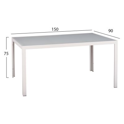 OUTDOOR DINING SET 7PCS BERG HM10876.03 WHITE METAL TABLE--ALUMINUM CHAIRS