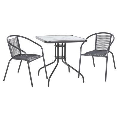 OUTDOOR 3PCS DINING SET FIGO HM10878.01 METAL & P.E.RATTAN IN GREY