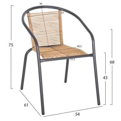 OUTDOOR 3PCS DINING SET FIGO HM10878.02 METAL IN GREY--P.E.RATTAN IN NATURAL