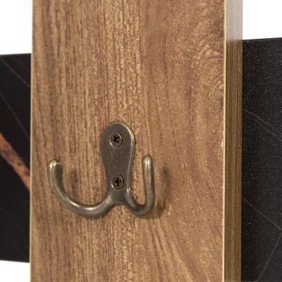 WALL COAT HANGER WESSON HM8940.15 MELAMINE IN BLACK MARBLE & NATURAL 64x4x79Hcm.