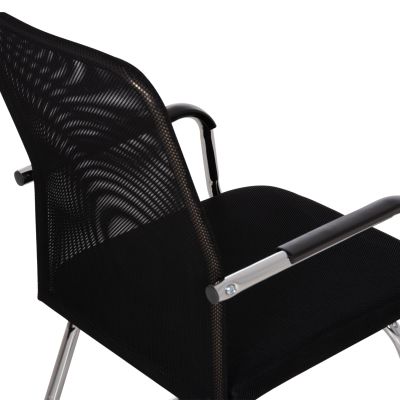 VISITOR'S CHAIR STED HM1232.01 BLACK MESH--CHROMED LEGS/ARMS 55x59x89Hcm