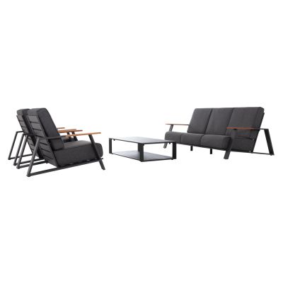 OUTDOOR LOUNGE SET 4PCS LAITH HM6551.01 ALUMINUM FRAMES & CUSHIONS IN GREY