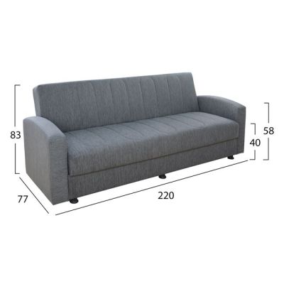 Sofa/ Bed 3 seater Dimos V05 Grey HM3074.03 220x77x83  cm