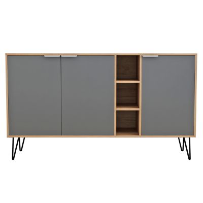 SIDEBOARD CABRON HM8874.11 MELAMINE IN NATURAL-ANTHRACITE & BLACK METAL LEGS 142X40X83Hcm.