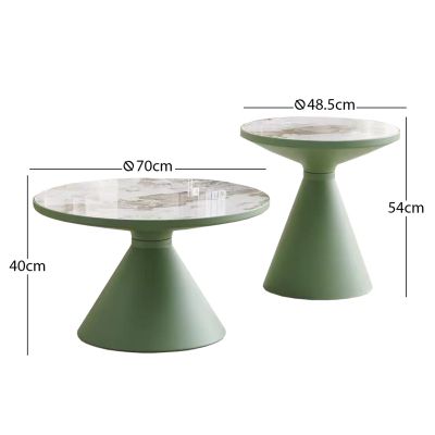 SET 2PCS COFFEE TABLES LYNX HM18316.95 B' RATED--METAL & SINTERED STONE TOP