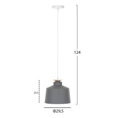 CEILING PENDANT LUMINAIRE HM4158.03 GREY ALUMINUM CAP-WHITE CABLE Φ30x123,5Hcm.