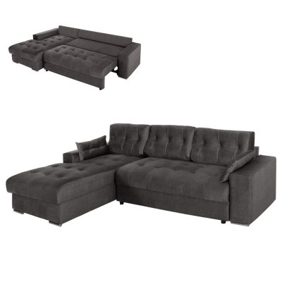 CORNER (LEFT) SOFA-BED WITH STORAGE SPACE CLANCY HM3281.02L ANTHRACITE FABRIC 308x181x92Hcm.