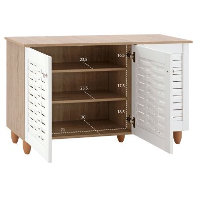 Shoe Cabinet Melamine with 3 Doors HM2211.06 Sonama-White 114,5x34x68cm