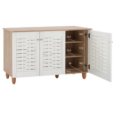 Shoe Cabinet Melamine with 3 Doors HM2211.06 Sonama-White 114,5x34x68cm