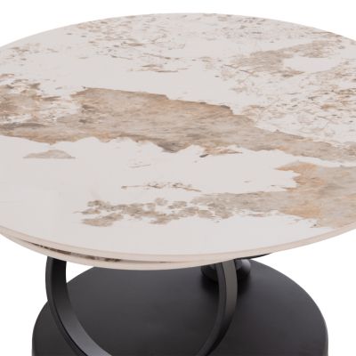COFFEE TABLE DOUBLE NUBISA HM18364.01 METAL IN BLACK--SINTERED STONE PANDORA Φ80Χ43.5Hcm.