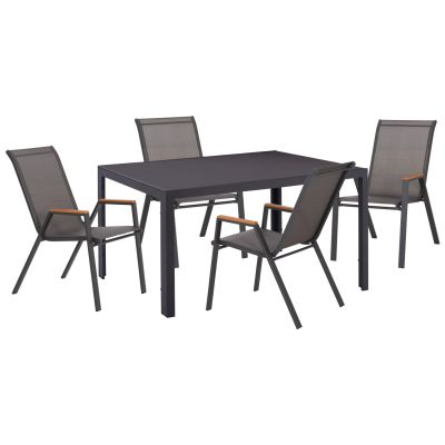 OUTDOOR DINING SET 5PCS OFER HM10855.01 METAL CHAIRS & TABLE 150x90cm GREY