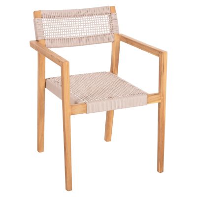 ARMCHAIR CHARLOTTE HM9637.07 TEAK WOOD IN NATURAL & BEIGE ROPE 58x61x81Hcm.