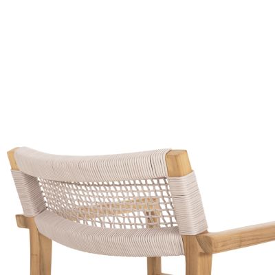 ARMCHAIR CHARLOTTE HM9637.07 TEAK WOOD IN NATURAL & BEIGE ROPE 58x61x81Hcm.