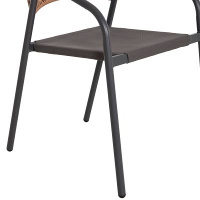 OUTDOOR DINING SET 5PCS ADAM HM10859.01 METAL CHAIRS & TABLE 120x70cm GREY
