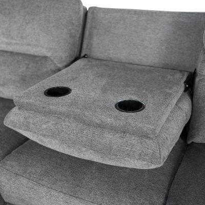 SET SOFA-RELAX ARMCHAIR SYNTHIA HM10735.03 GREY FABRIC--ELECTRIC RECLINE [L]