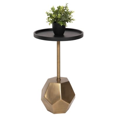 SIDE TABLE RUBIN HM9719 MANGO WOOD TOP IN BLACK-METAL BASE IN BRASS GOLD 35x35x59Hcm.