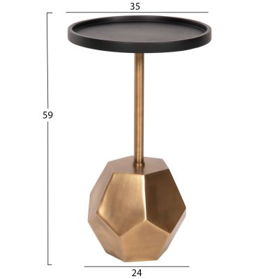 SIDE TABLE RUBIN HM9719 MANGO WOOD TOP IN BLACK-METAL BASE IN BRASS GOLD 35x35x59Hcm.