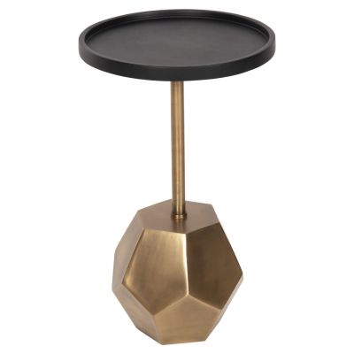 SIDE TABLE RUBIN HM9719 MANGO WOOD TOP IN BLACK-METAL BASE IN BRASS GOLD 35x35x59Hcm.