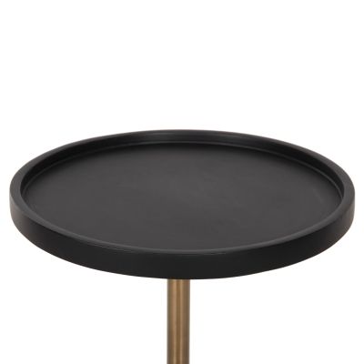 SIDE TABLE RUBIN HM9719 MANGO WOOD TOP IN BLACK-METAL BASE IN BRASS GOLD 35x35x59Hcm.