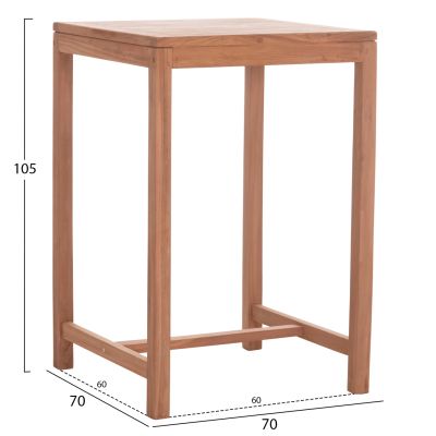SET BAR TABLE WITH 2 BAR STOOLS BOLMAR HM10917 TEAK WOOD IN NATURAL COLOR