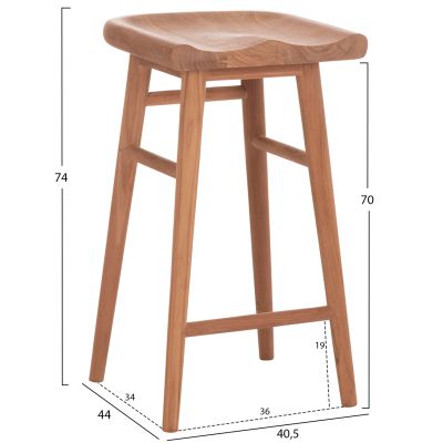 SET BAR TABLE WITH 2 BAR STOOLS BOLMAR HM10917 TEAK WOOD IN NATURAL COLOR