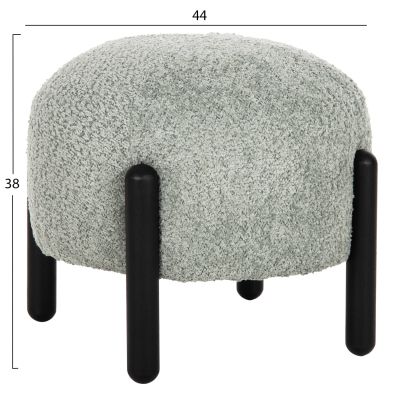 STOOL ROUND EWAN HM9596.05 PISTACHIO GREEN BOUCLE FABRIC-BLACK METAL LEGS Φ45x36Hcm.