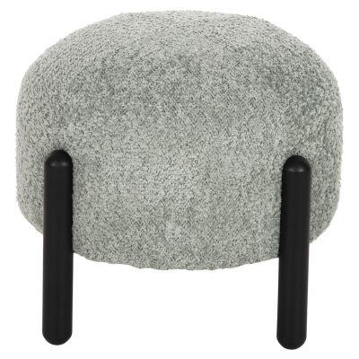 STOOL ROUND EWAN HM9596.05 PISTACHIO GREEN BOUCLE FABRIC-BLACK METAL LEGS Φ45x36Hcm.