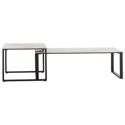 COFFEE TABLES 2PCS TERREN HM18365.01 METAL--SINTERED STONE IN PANDORA COLOR SCHEME 120x70x45H