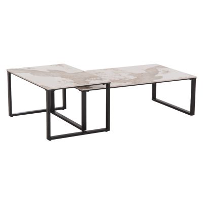 COFFEE TABLES 2PCS TERREN HM18365.01 METAL--SINTERED STONE IN PANDORA COLOR SCHEME 120x70x45H