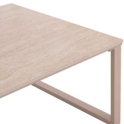 COFFEE TABLES 2PCS TERREN HM18365.02 METAL BEIGE--SINTERED STONE IN TRAVERTINE STONE SCHEME 120x70x45H