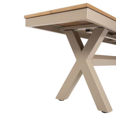 ALUMINUM BENCH TAWNEE HM6038.04 CHAMPAGNE COLOR- POLYWOOD SEAT IN NATURAL WOOD COLOR 150x36x45Hcm.