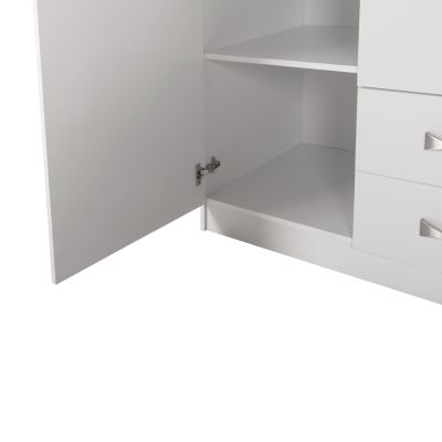 WARDROBE 3-LEAF WITH LOFT CARLY HM10891.05 MELAMINE IN WHITE 150x55x240Hcm