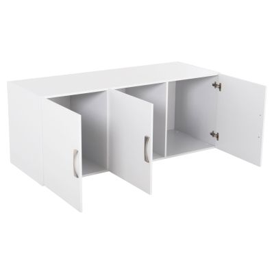 WARDROBE 3-LEAF WITH LOFT CARLY HM10891.05 MELAMINE IN WHITE 150x55x240Hcm